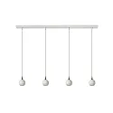 pendant luminaire FAVORI down, 4 flames, long, ball shaped GU10 IP20, white matt dimmable