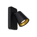 Aufbau-Wandstrahler TURNON, 1-flammig, inkl. Schalter + GU10 5W 2200-3000K (Dim-to-Warm) CRi95, schwarz / gold matt