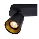 Lucide Aufbau-Deckenstrahler TURNON, 2-flammig, inkl. 2x GU10 5W 2200-3000K (Dim-to-Warm) CRi95, schwarz / gold matt
