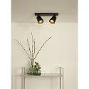 Lucide Aufbau-Deckenstrahler TURNON, 2-flammig, inkl. 2x GU10 5W 2200-3000K (Dim-to-Warm) CRi95, schwarz / gold matt