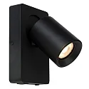 Lucide LED Wandstrahler NIGEL, GU10, 1x5W, 3000K, dimmbar, Mit USB-Ladepunkt, schwarz