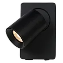 Lucide LED Wandstrahler NIGEL, GU10, 1x5W, 3000K, dimmbar, Mit USB-Ladepunkt, schwarz