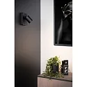 Lucide LED Wandstrahler NIGEL, GU10, 1x5W, 3000K, dimmbar, Mit USB-Ladepunkt, schwarz