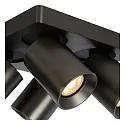 Lucide spot NIGEL 4 flames, cylindrical, rotatable GU10 IP20, black, steel dimmable