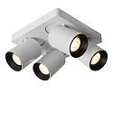 Lucide spot NIGEL 4 flames, cylindrical, rotatable GU10 IP20, white dimmable