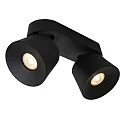 Aufbau-Deckenstrahler TRIGONO, 2-flammig, Spots konisch, 2x GU10 (PAR16), dreh- und schwenkbar, Metall, schwarz