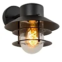 Lucide outdoor wall luminaire ZICO round, direct E27 IP44, black dimmable
