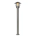 Outdoor Standleuchte ZICO, IP44, E27, Landhausstil modern, Echtglas klar / Aluminium, chrom matt