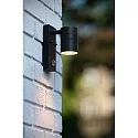 Lucide LED Outdoor Wandstrahler ARNE, Ø 6,3 cm, GU10, 1x5W, 2700K, IP44 - 6,3 x 12 x 16,3cm, schwarz