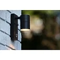 Lucide LED Outdoor Wandstrahler ARNE, Ø 6,3 cm, GU10, 1x5W, 2700K, IP44 - 6,3 x 12 x 16,3cm, schwarz