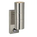 LED Outdoor Wandstrahler ARNE, Ø 6,3 cm, GU10, 2x5W, 2700K, IP44 - 6,3 x 12 x 22,5cm, Chrom matt