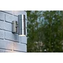 Lucide LED Outdoor Wandleuchte ARNE, Ø 6,3 cm, GU10, 2x5W, 2700K, IP44 - 6,3 x 12 x 17cm, Chrom matt