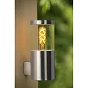 Lucide outdoor wall luminaire FEDOR cylindrical, direct E27 IP44, chrome matt dimmable