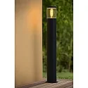 Lucide Pollerleuchte FEDOR, IP44, zylindrisch, 79cm, E27, PVC klar / Stahl, schwarz matt