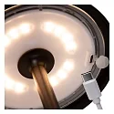 Lucide battery table lamp JOY with USB connection, with touch dimmer IP54, mat, black dimmable