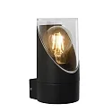 wall luminaire NORMAN cylindrical E27 IP65, black, transparent