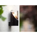 Lucide wall luminaire NORMAN cylindrical E27 IP65, black, transparent