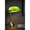 table lamp BANKER square E14 IP20, green, bronze 
