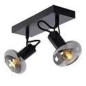 Lucide spot MADEE 2 flames, square E14 IP20, smoky colour, black