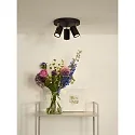 Lucide spot GRONY LED 3 flames, cylindrical GU10 IP20, gold matt, brass, black dimmable
