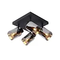 spot ALION 4 flames, square E14 IP20, smoky colour, black