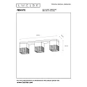 Lucide ceiling luminaire RENATE 3 flames, square E27 IP20, gold matt, brass, black