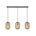 pendant luminaire WOLFRAM 3 flames, oval E27 IP20, gold matt, brass, black