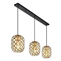 Lucide pendant luminaire WOLFRAM 3 flames, oval E27 IP20, gold matt, brass, black