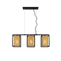 pendant luminaire SANSA 3 flames, square E27 IP20, gold matt, brass, black