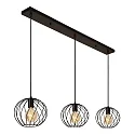 Lucide pendant luminaire DANZA 3 flames, square E27 IP20, black