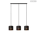 pendant luminaire ROSAS 3 flames E27 IP20, brass, black dimmable