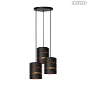 pendant luminaire ROSAS 3 flames E27 IP20, brass, black dimmable