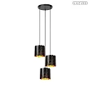 pendant luminaire ALMELO 3 flames E27 IP20, brass, black dimmable