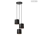 Lucide pendant luminaire ALMELO 3 flames E27 IP20, brass, black dimmable