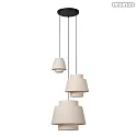 Lucide pendant luminaire TRIBUTE 3 flames E27 IP20, beige, black dimmable