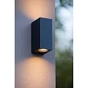 spot ZORA LED up / down, 2 flames, square GU10 IP44, black dimmable