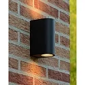 Lucide LED Outdoor Wandstrahler ZORA, IP44, halbrund, 2-flammig, Up/Down, inkl. 2x GU10 LED 5W 3000K (dimmbar), schwarz