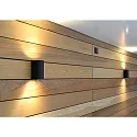 Lucide LED Outdoor Wandstrahler ZORA, IP44, halbrund, 2-flammig, Up/Down, inkl. 2x GU10 LED 5W 3000K (dimmbar), schwarz