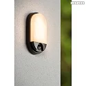 Lucide Outdoor LED Wandleuchte HUPS IR 120° 10W 3000K IP54 CRI>80, oval, inkl. PIR-Sensor , schwarz