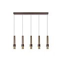 LED Pendelleuchte MARGARY, 5-flammig, 5x 4,2W, 2700K, 460lm, IP20, dimmbar, kaffee