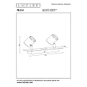 Lucide spot RILOU LED 2 flames, square GU10 IP20, chrome, white dimmable