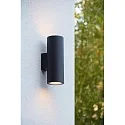 Lucide Outdoor Wandstrahler VOLANTIS, 2xE27, IP54, schwarz