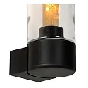 Lucide wall luminaire MICHA cylindrical E27 IP44, black, transparent