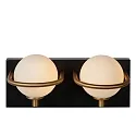 Lucide wall luminaire ISOBEL 2 flames, square G9 IP44, opal, black