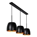 pendant luminaire NOLAN 3 flames, square E27 IP20, gold matt, brass, black