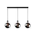 pendant luminaire JULIUS 3 flames E27 IP20, smoky colour, black