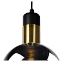 pendant luminaire JULIUS round E27 IP20, gold matt, brass, opal