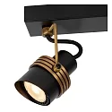 Lucide spot TUNDRAN 2 flames, square GU10 IP20, gold matt, brass, black