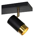 Lucide spot FLORIS 2 flames, square GU10 IP20, gold matt, brass, black
