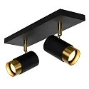 Lucide spot FLORIS 2 flames, square GU10 IP20, gold matt, brass, black